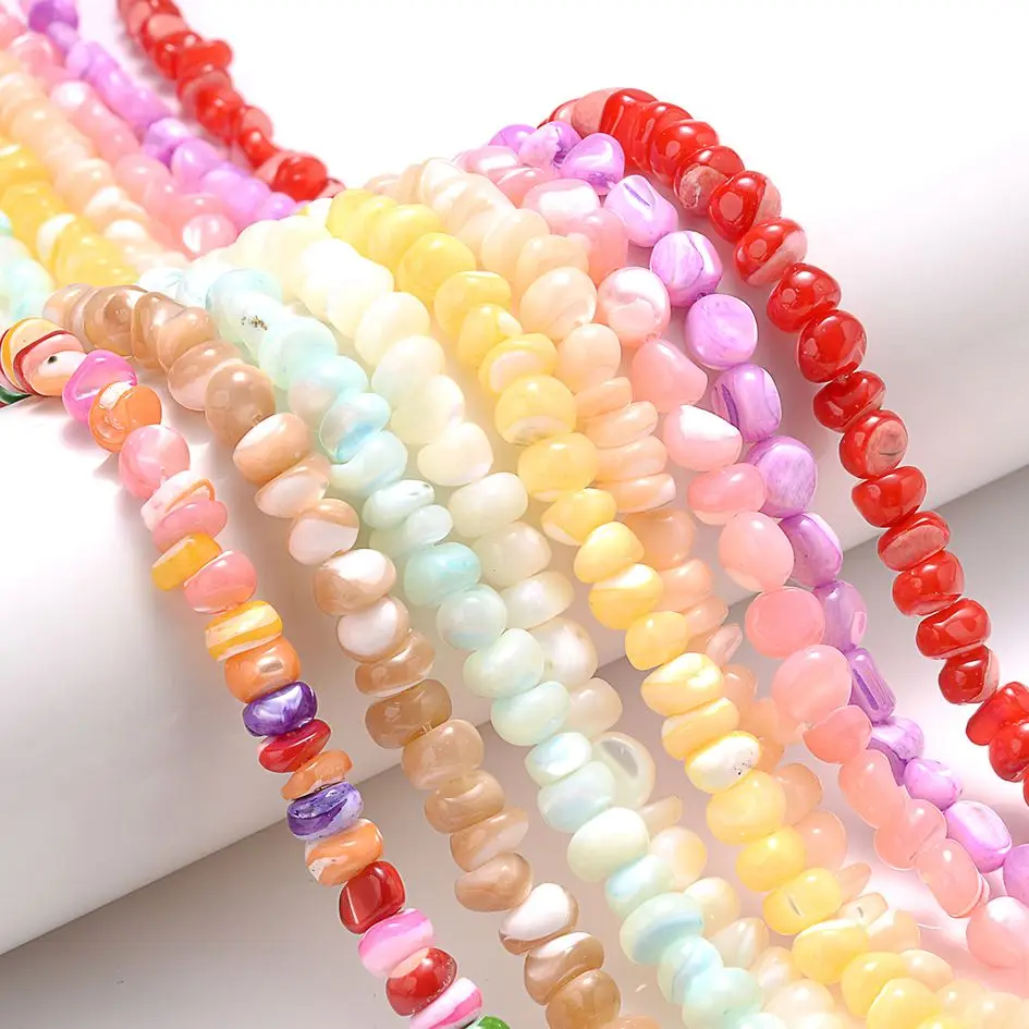 

Natural Colorful Shell Beads Freshwater Mother Of Pearl Irregular Beads Round Loose Stone For Jewelry DIY Earrings Bracelet
