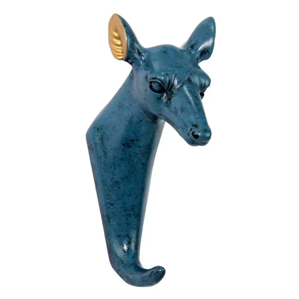 

2022 Resin Deer Head Wall Hooks Antique Finish Clothes Hanger Rack w/ Hook | Includes Screws | in Blue, Black, Golden, White