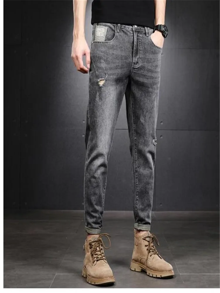 Fashion Men's Jeans Trousers Cotton Straight Elastic Business Pants Classic Style Jeans Denim Male Pants