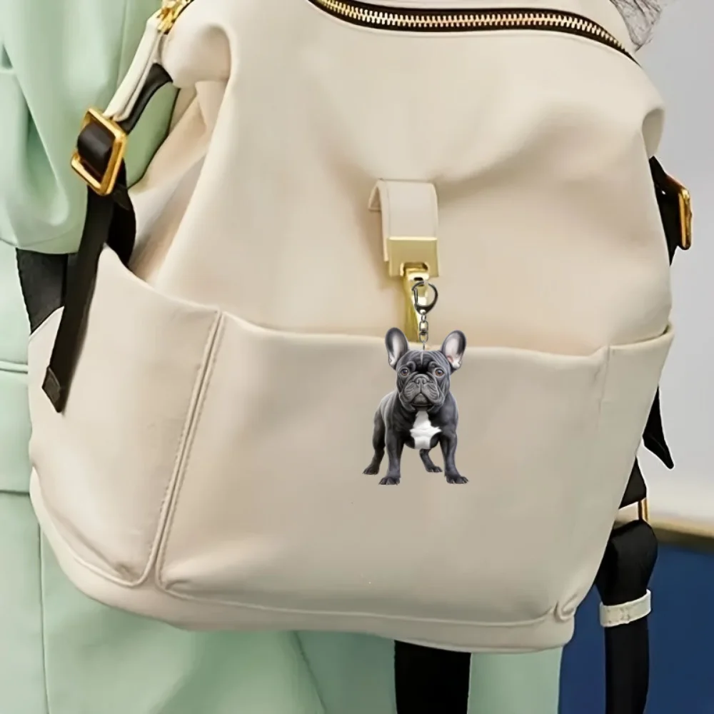 Очаровательный французский бульдог 2D акриловый кулон-брелок универсальный шарм