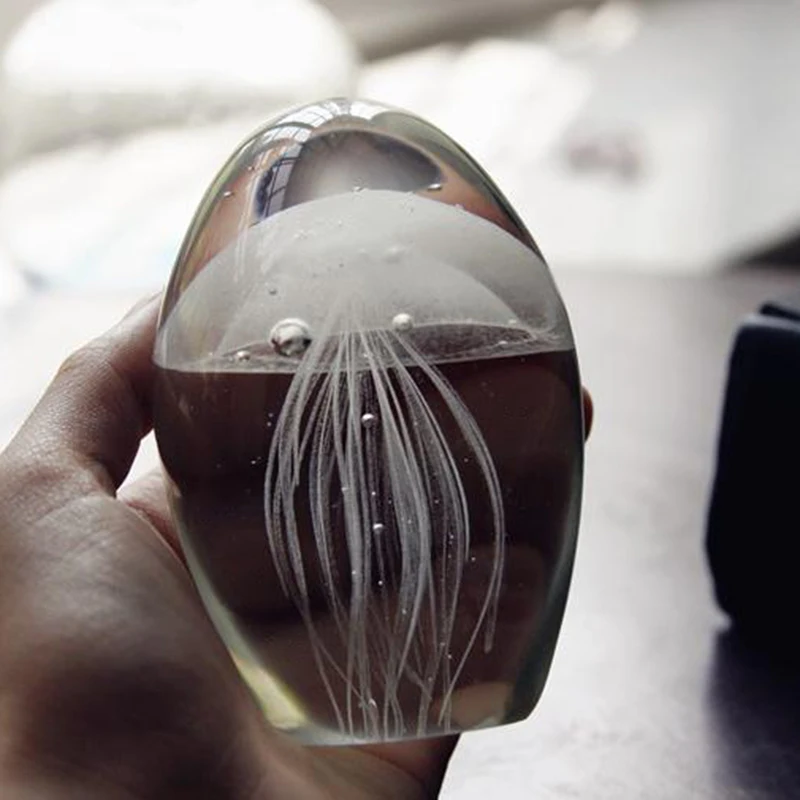 

Цветные ручная работа, статуэтки стекло со свечением Jellyfish, бумажный аквариум, кристалл фэншуй, украшение интерьера