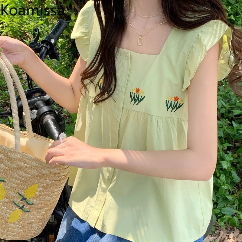 

Женский однобортный жилет Koamissa, в японском стиле, с рукавами-летячими, Корейская Студенческая блузка, 2022