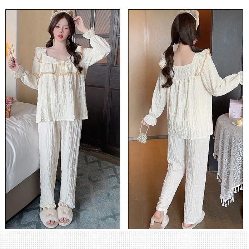 Модель 5XL милая весенне-осенняя Пижама женская Свободная Домашняя одежда с