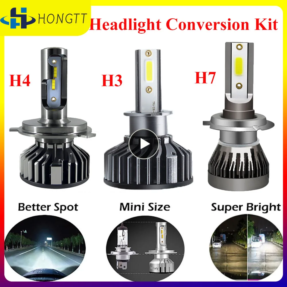 

1/2PCS Car Light 6000K 26000LM H7 Led Lamp H4 H3 20000LM Headlight Conversion Kit COB Bulb Near And Far Integrated Headlights