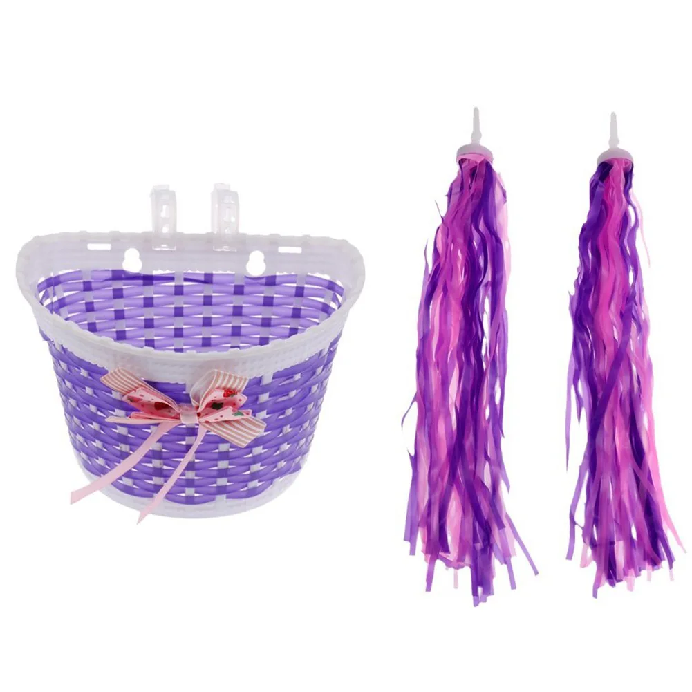 Basket With 2pcs Handlebar Streamer Tassel Braided Basket Pl