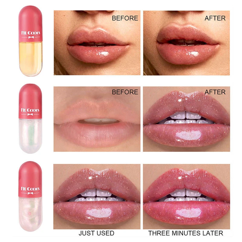 

Lip Gloss Plump Serum Lip Base Makeup Tools Plumper Oil Crystal Jelly Tint Shiny Clear Moisturizing Lip Care Cosmetics