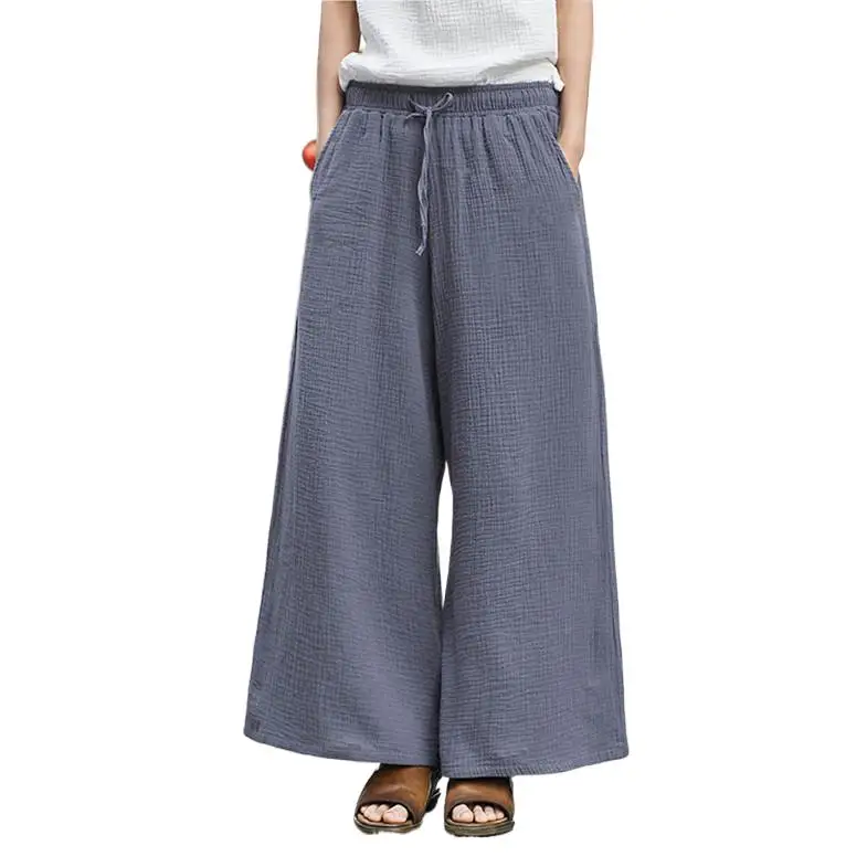

2023 cotton linen Pants Women Korean Style Straight High Waist Trousers Women Summer Loose Casual Wide Leg Pants