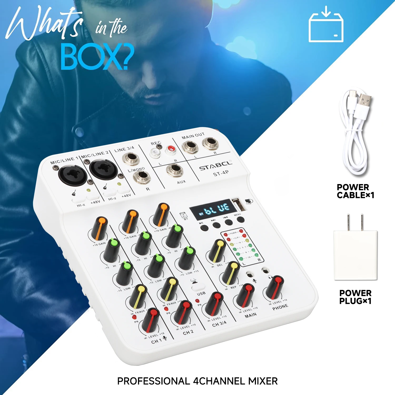 ST-4P Микшерная консоль аудиоинтерфейса Bluetooth USB-запись 48 В Фантомная задержка