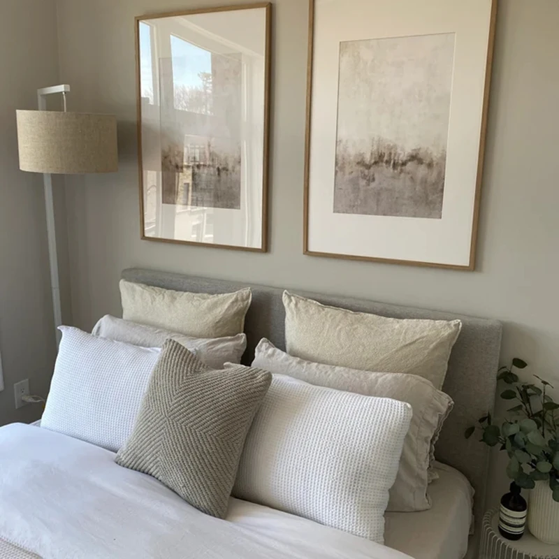 Настенная картина бежевая абстрактная галерея холст живопись нейтральный