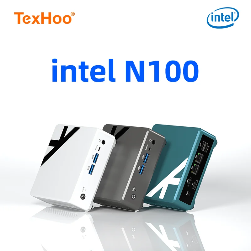 TexHoo Мини-ПК Alder Lake N100 Windows 11 Intel 12th DDR4 RAM NVME ROM WiFi 5 BT4.0 Настольный компьютер Работа