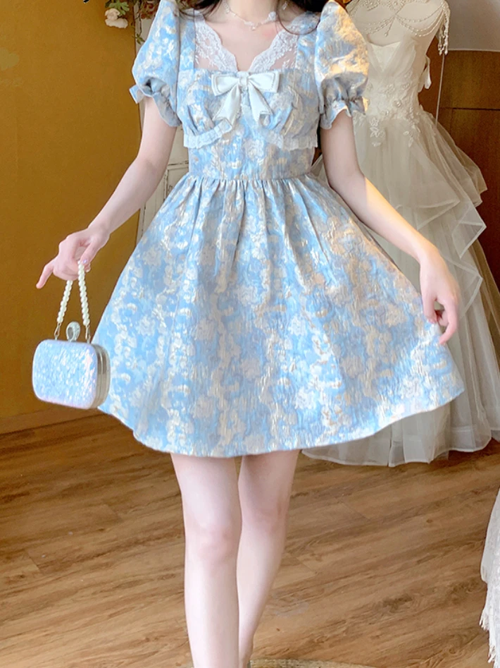 

Кружевное французское винтажное милое платье A GIRLS, женское элегантное вечернее мини-платье в стиле ретро с цветочным принтом, милое сказочн...