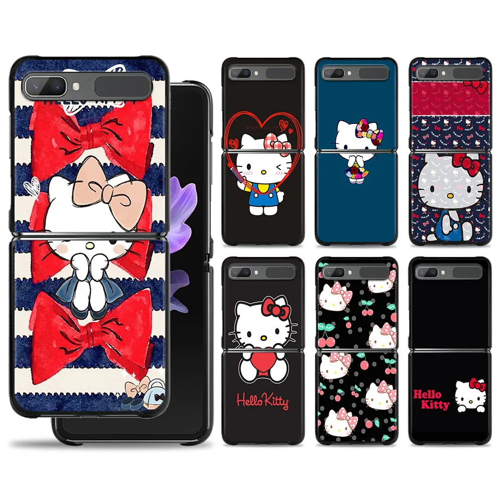 

Phone Shell For Samsung Galaxy Z Flip 4 Z Flip3 5G Cover for Galaxy Z Flip Hard PC Case Hello Kitty Big Bowknot Love