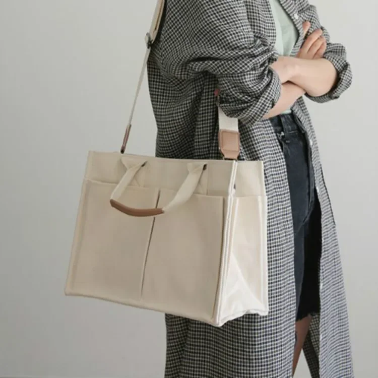 

Women's Tote Bag Casual Canvas Large Capacity Shopping Bags Female Crossbody Solid Color Shoulder Shopper Bags For Women Handbag