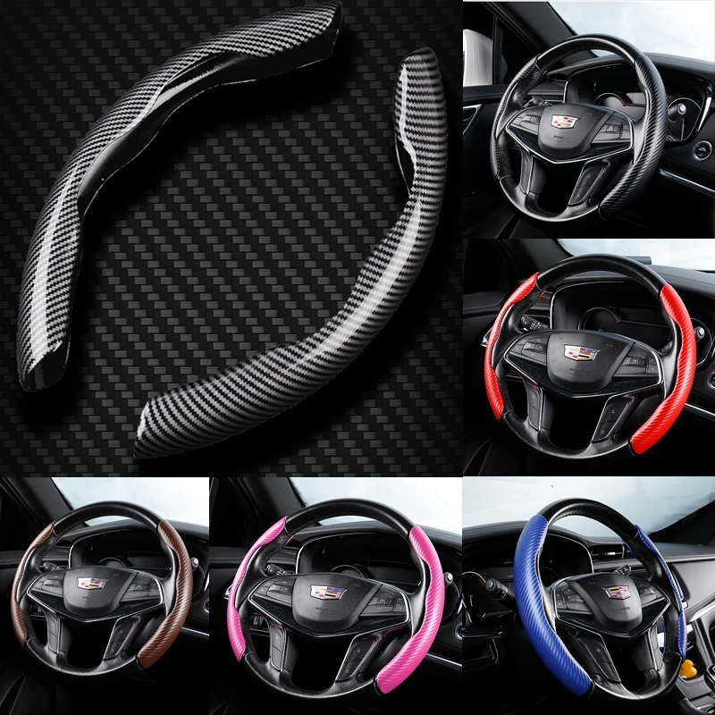 

Non-Slip Sport Car Steering Cover Fit 38cm/15inch Carbon Fiber Steering Wheel Booster Cover Universal Car Accessories