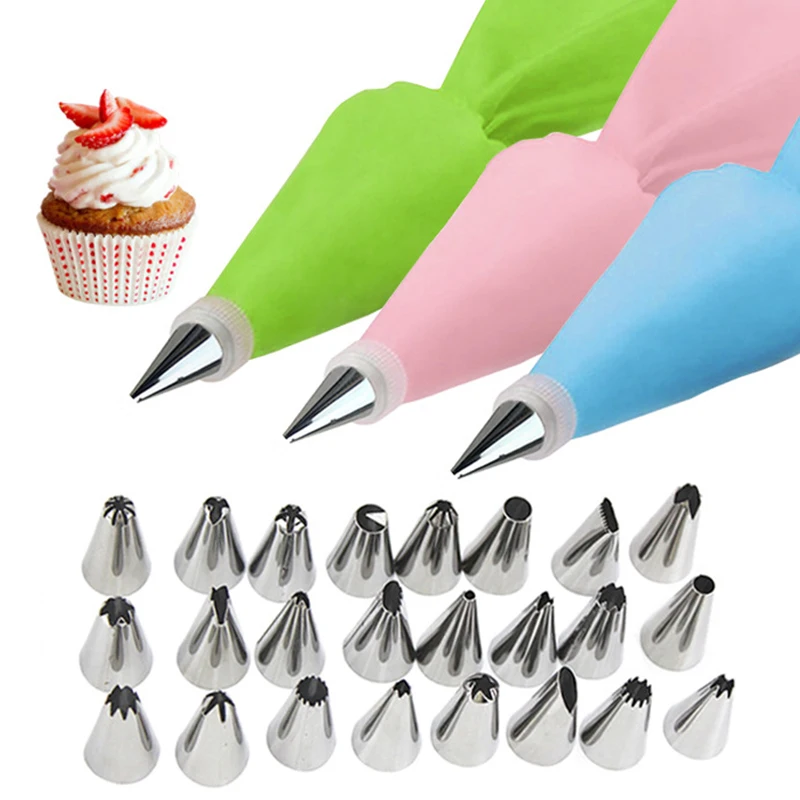 

8/10/16/18pcs Cake Decorating Tools Silicone Pastry Bag Stainless Steel Cake Nozzle Set Reusable Silicone Bag Tools Pastry