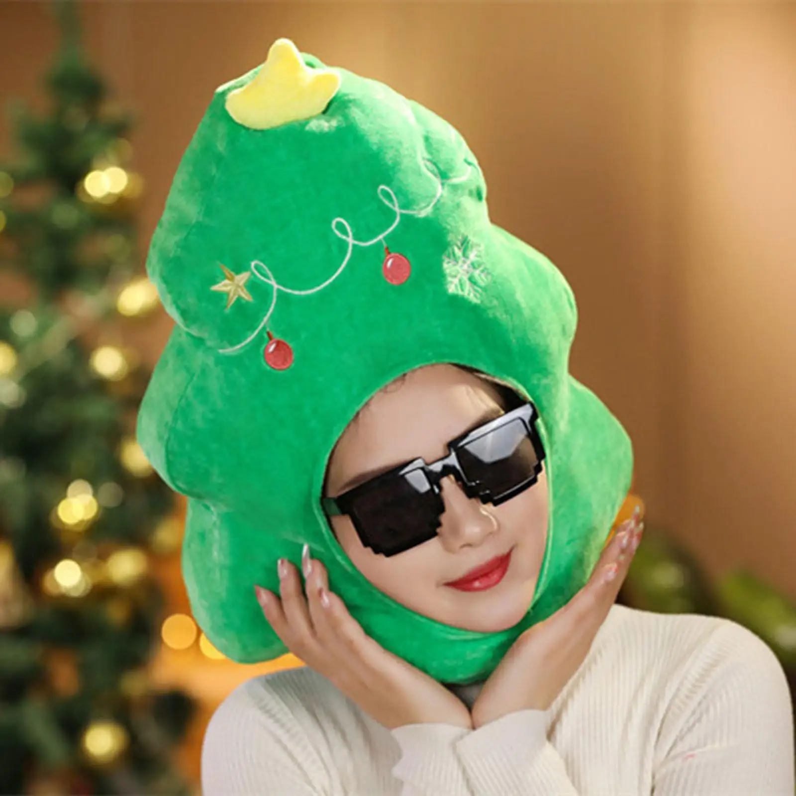 

Christmas Tree Plush Hat Winter for Christmas Celebrations Cosplay Costume