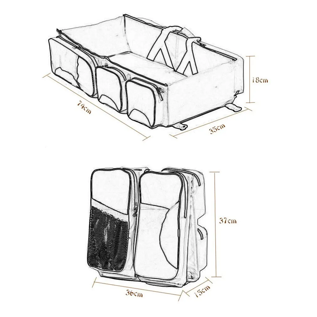 Multifunctional Foldable Mommy Bag Large Capacity Universal Portable Travel Outdoor Folding Bed Baby Crib Basket Diaper Bags images - 6