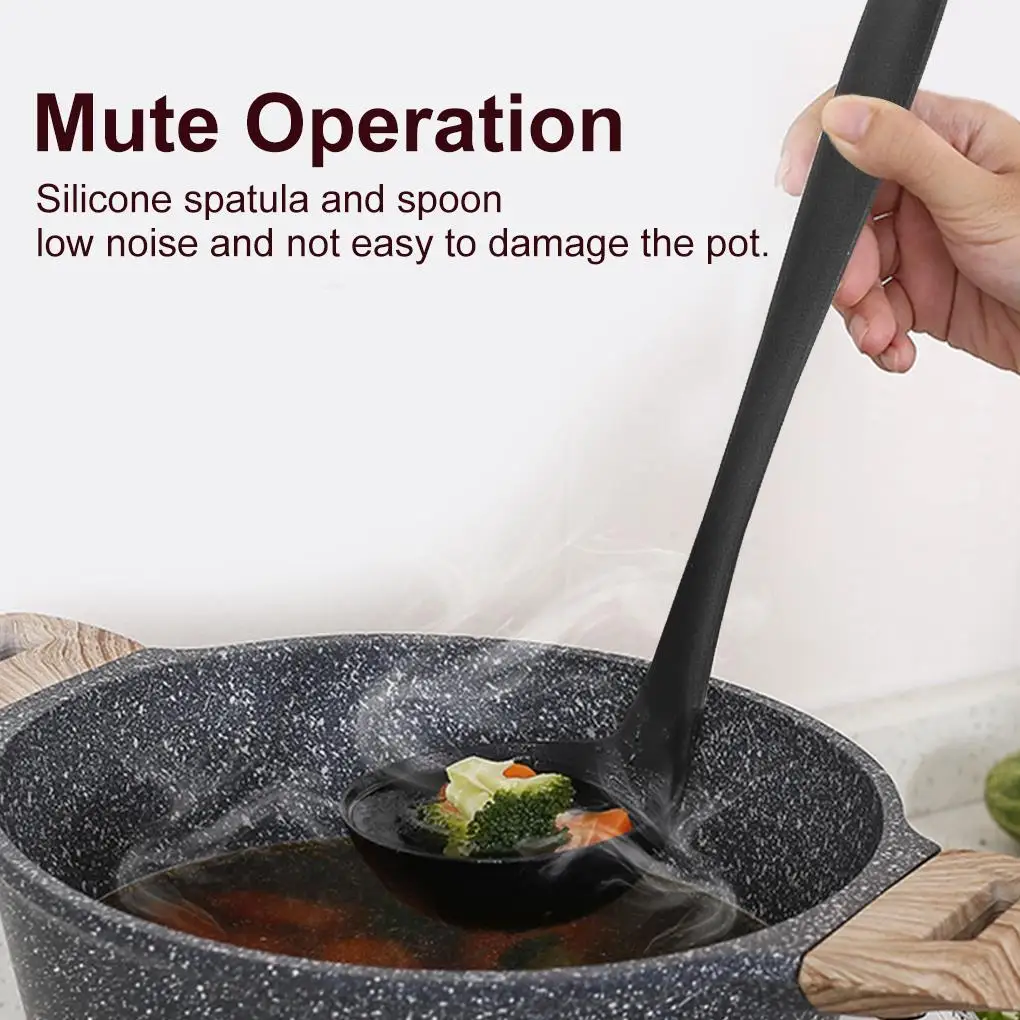 

1pcs Silicone Soup Spoon Cooking Spatula Heat-Resistant Spoon Non Stick Soup Ladle Baking Kitchen Utensils Cooking Tools