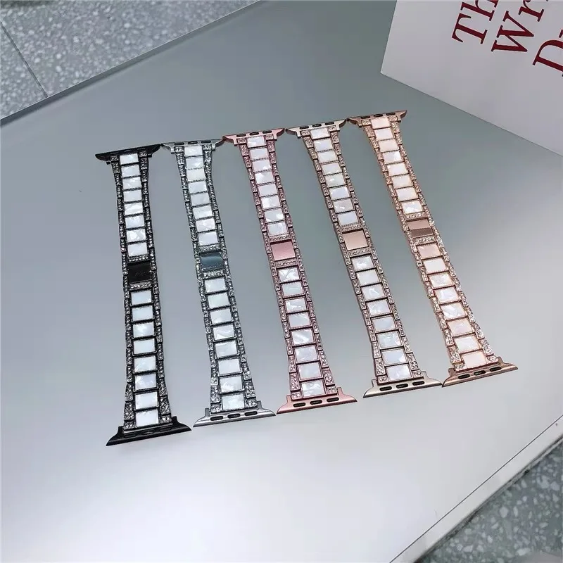 

Link Bracelet for Apple Watch Band 45mm 41mm 44mm 40mm 42mm 38mm Diamond Shining Women Metal Strap IWatch Series 7 6 5 4 3 2 SE