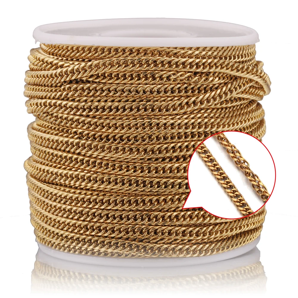 Плетеная цепочка из нержавеющей стали для женщин, 4 мм, двухслойная, 1 ...