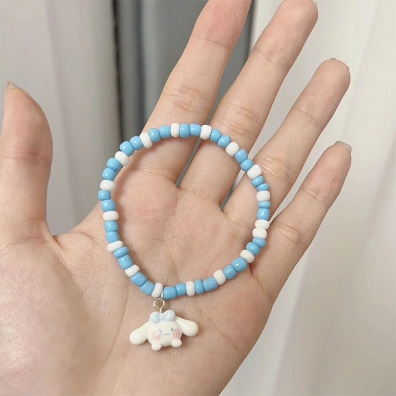Kawaii Sanrio Hellokitty Браслет Аниме Kuromi My Melody Cinnamoroll мультфильм Милая пара бисера браслет для девочек ювелирные изделия