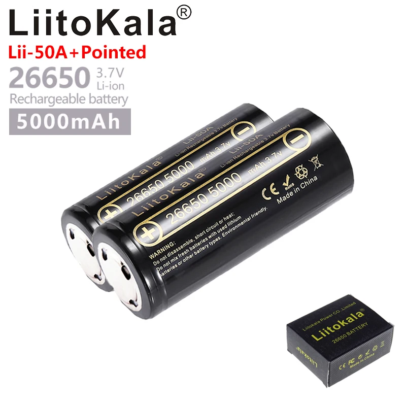 

Аккумулятор LiitoKala, 3,7 в, 26650 мА, 26650-50A, 20 А