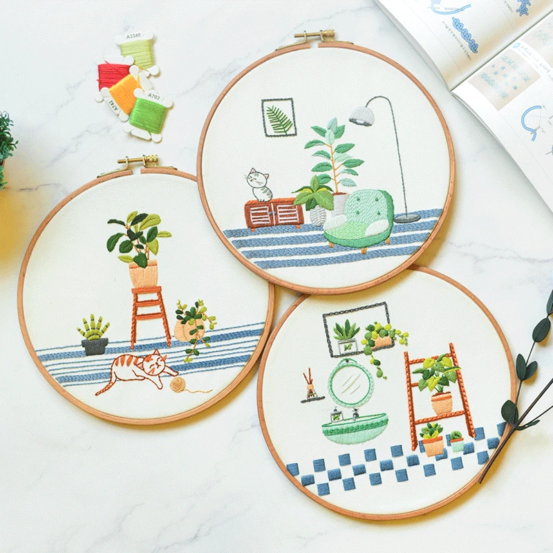 

20cm Embroidery DIY Kit Beginner Cross Stitch Set Needlework Accessory Adult Crafts Sewing Handcraft Patterns Home Decor AJ3