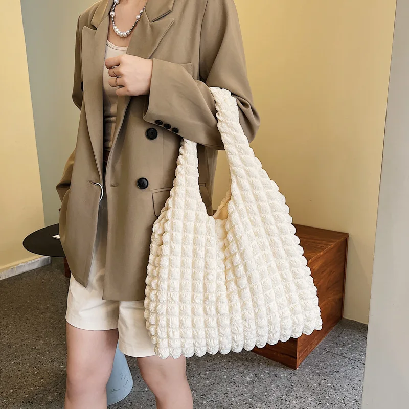 

Pleated Cloud Shoulder Bag 2022 New women tote bag handbag Waffle Girl Canvas Shopping bag lady
