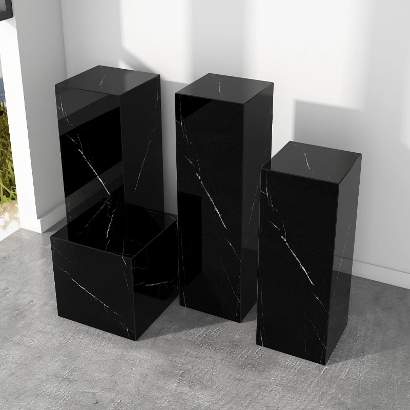 

Оптовая продажа, 40 см x 40 см x 50-120 см, натуральный черный и белый мрамор, Plinth, модель крыльца, комната, напольное основание, украшение отеля, демонстрационный стол