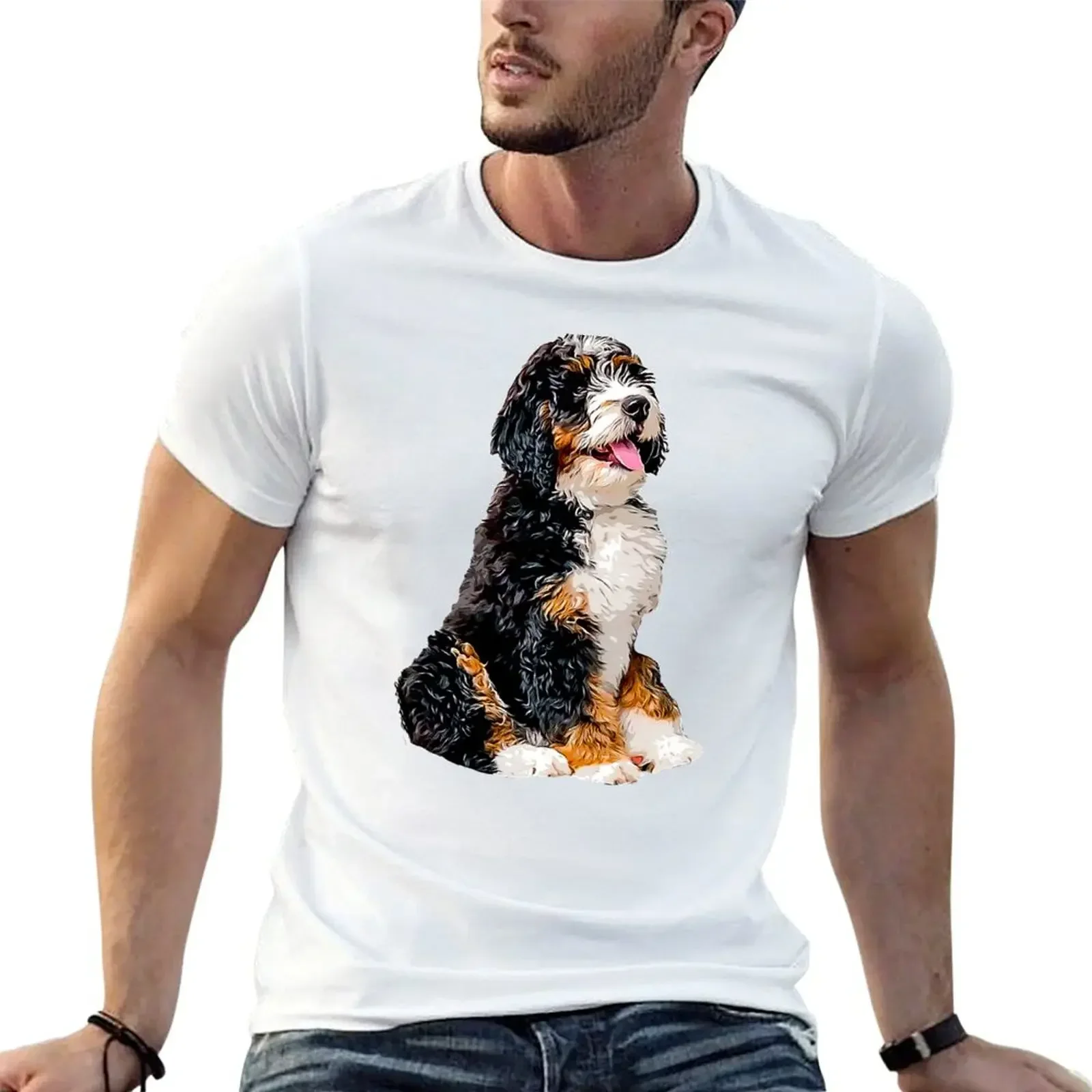 Футболка Bernedoodle с милым щенком и собакой черная милая одежда рубашки футболка