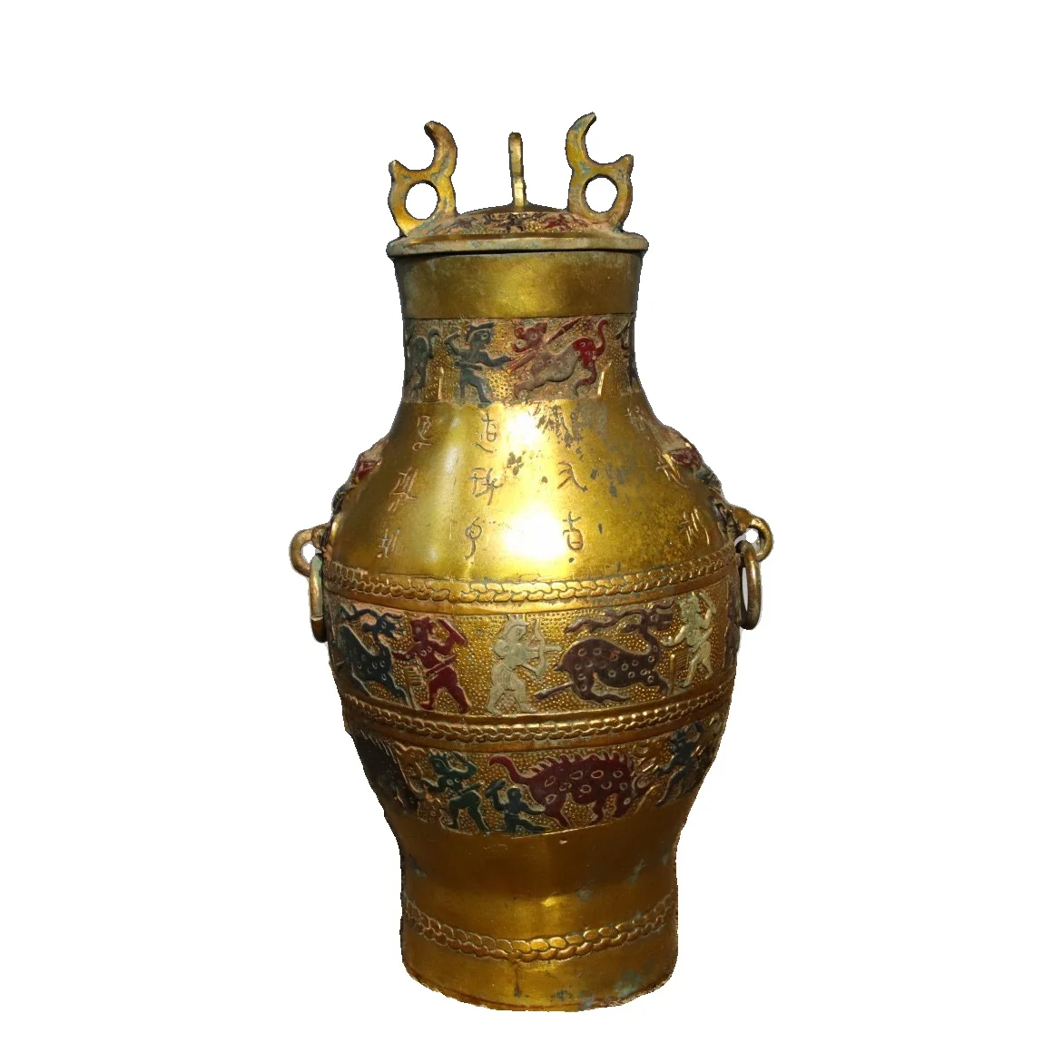 

MOZART Bronze Gilt Painted Inscription Round Vase 30 Cm High Chinese Traditional Style Antiques Fine Art Gifts Crafts