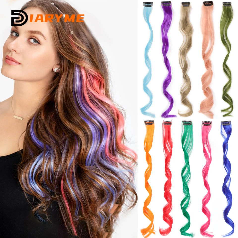 Ful Hair Extensions Curly One Clip In Synthetic Long Hairpiece For Girls Women Kid Multi-colors Party Highlights Wig Piece