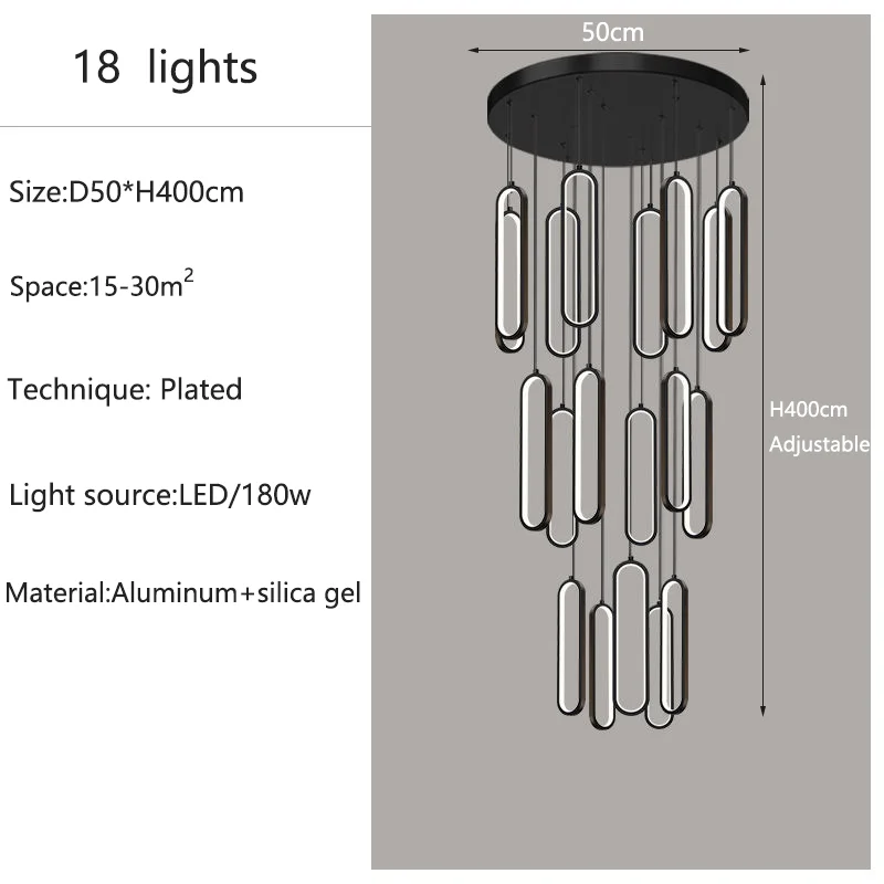

Потолочная люстра JIAYOOR, алюминиевая, черная/золотая, LED