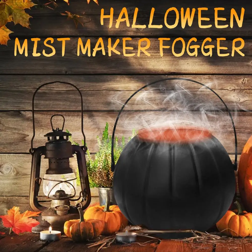 

Halloween EU/US/UK Plug Black Cauldron With Mist Maker 12 LED Lights Holiday Party Decoration Prop Shape Smoke Machine Halloween