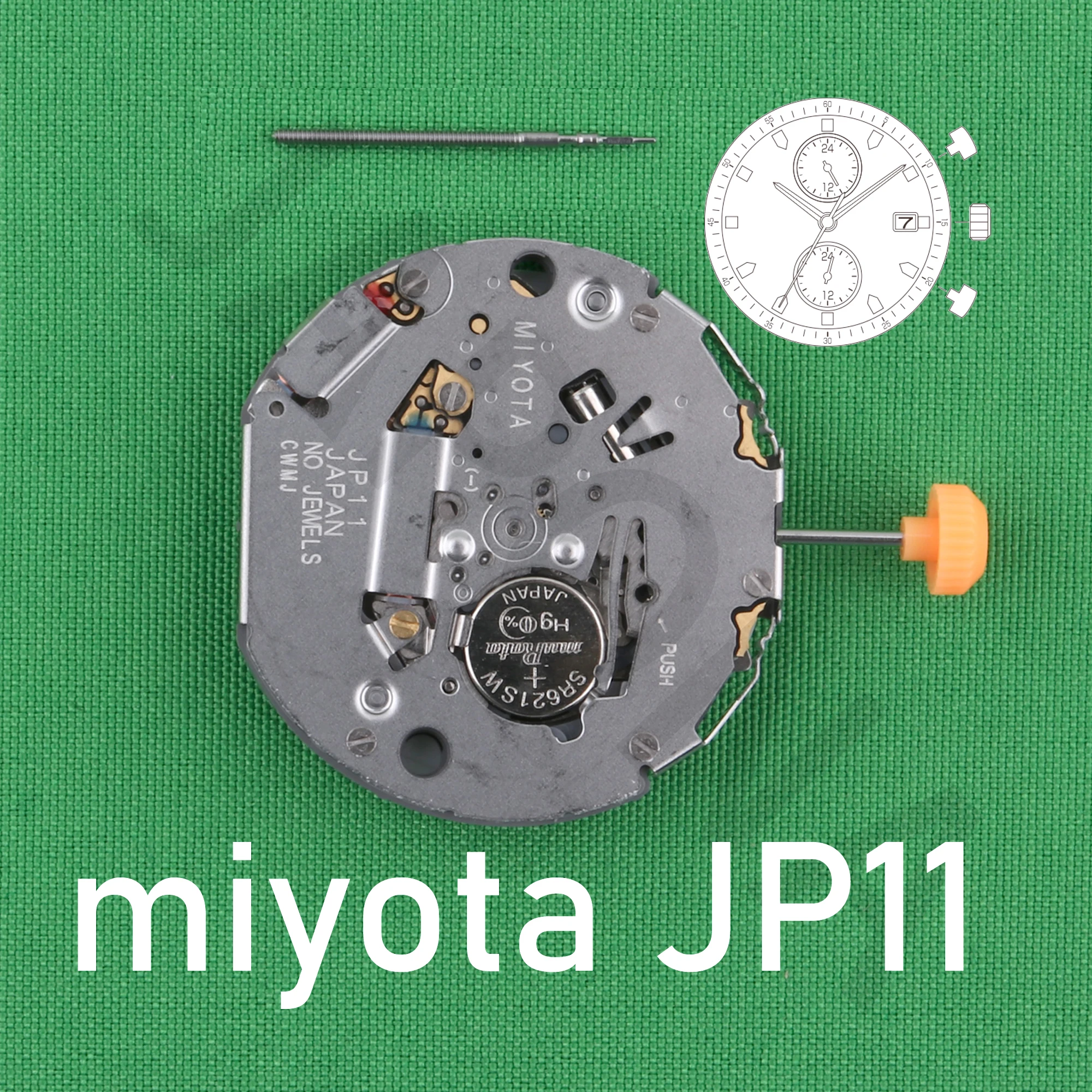 JP11 movement miyota JP11 japona movement Dual time movement with 2 push buttons