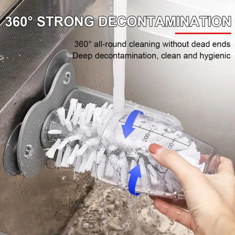 

2 In 1 Cup Brush Suction Wall Rotatable No Dead Space Plastic Cup Scrubber Glass Thermos Cleaner Kitchen Cleaning Accessories