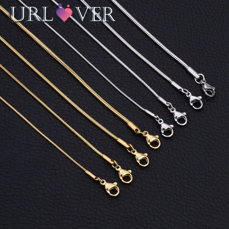 Цепочка-змейка женская из серебра 925 пробы 18 К золота 1 мм 2 3 16/18/20/22/24/26/28/30 дюймов