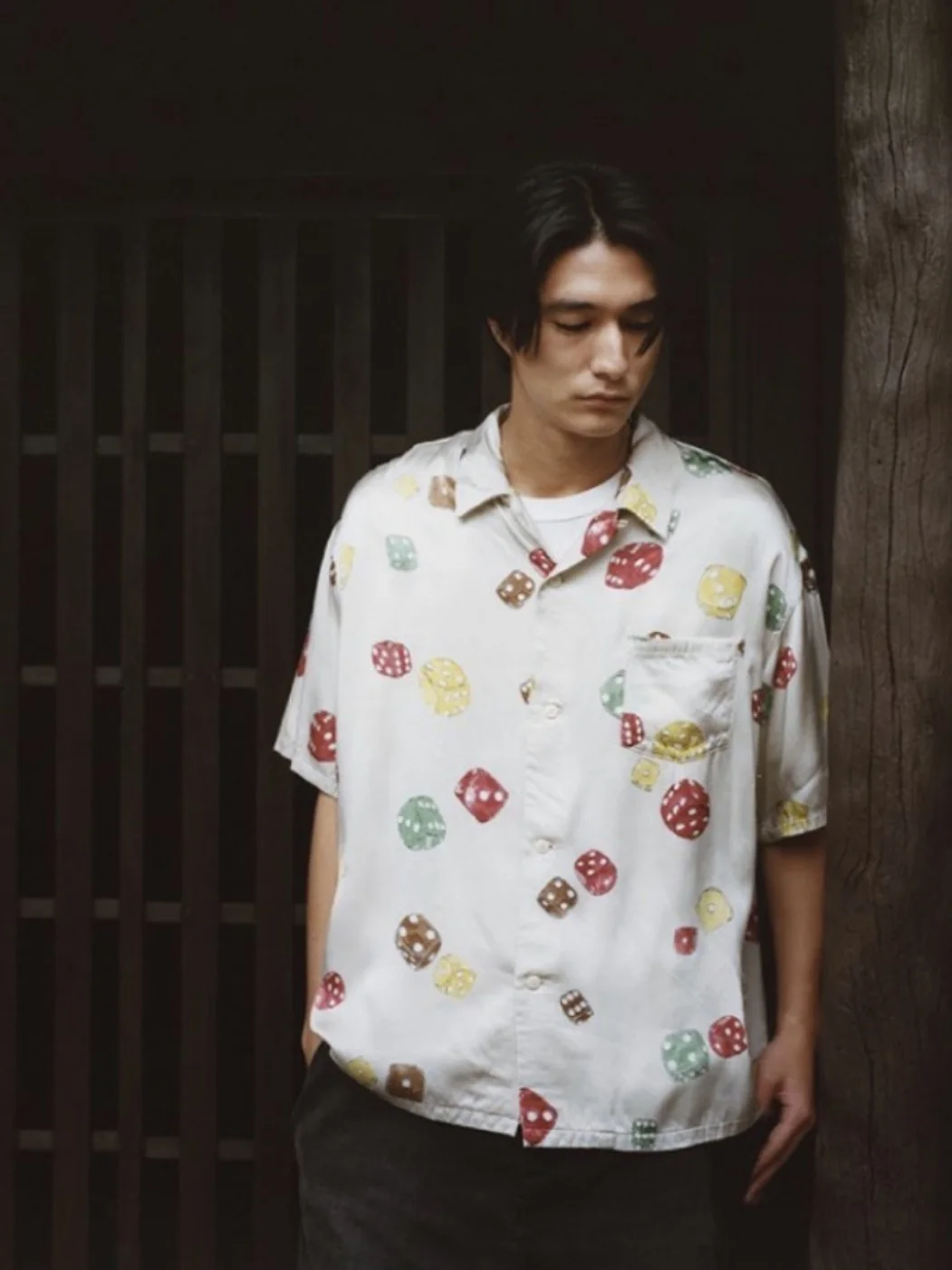 Мужская рубашка с короткими рукавами VISVIM FIL 21SS WALLIS фиолетовая Nakamura повседневный