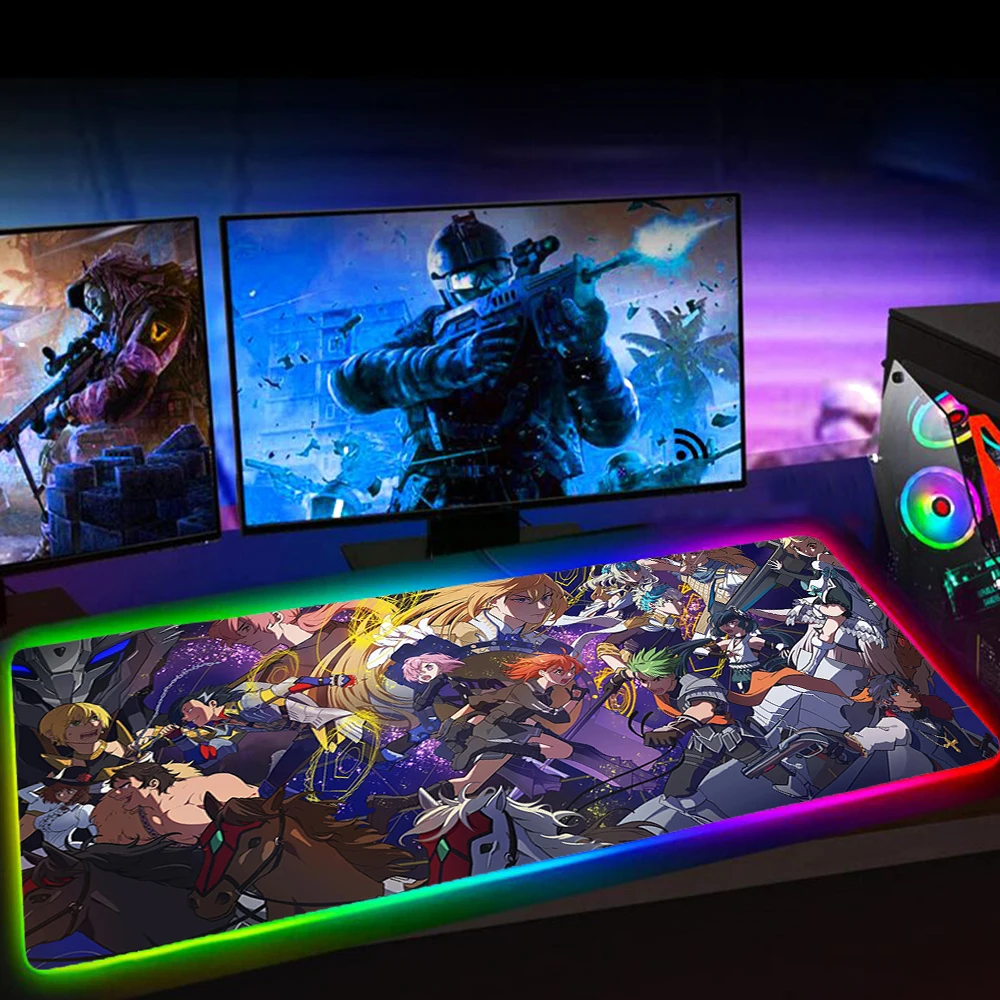 

RGB Fate Grand Japan Anime Girl Desk Mat Mouse Pad PC Gaming Mause Pad Large Mousepad Keyboard Mat No-slip with Backlit Mausepad