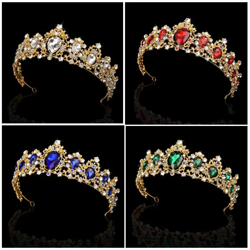 

Wedding Crown Hair Jewelry Bridal Hair Accessories Women Baroque Crown Rhinestones Crystal Tiaras Party Crowns Gift