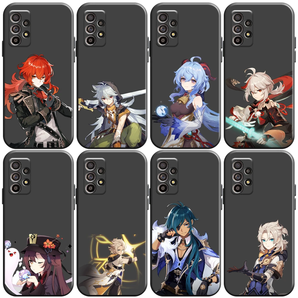 

Genshin Impact Project Game Phone Case For Samsung Galaxy A32 4G 5G A51 4G 5G A71 A72 4G 5G Back Carcasa Black Liquid Silicon