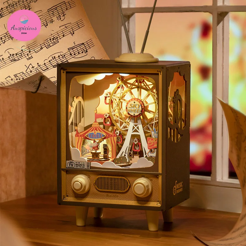 

Diy Wooden Sunset Amusement Park Wooden Assembled Music Box Three Dimensional Puzzle Hand Made Puzzle Children's Toy Gift