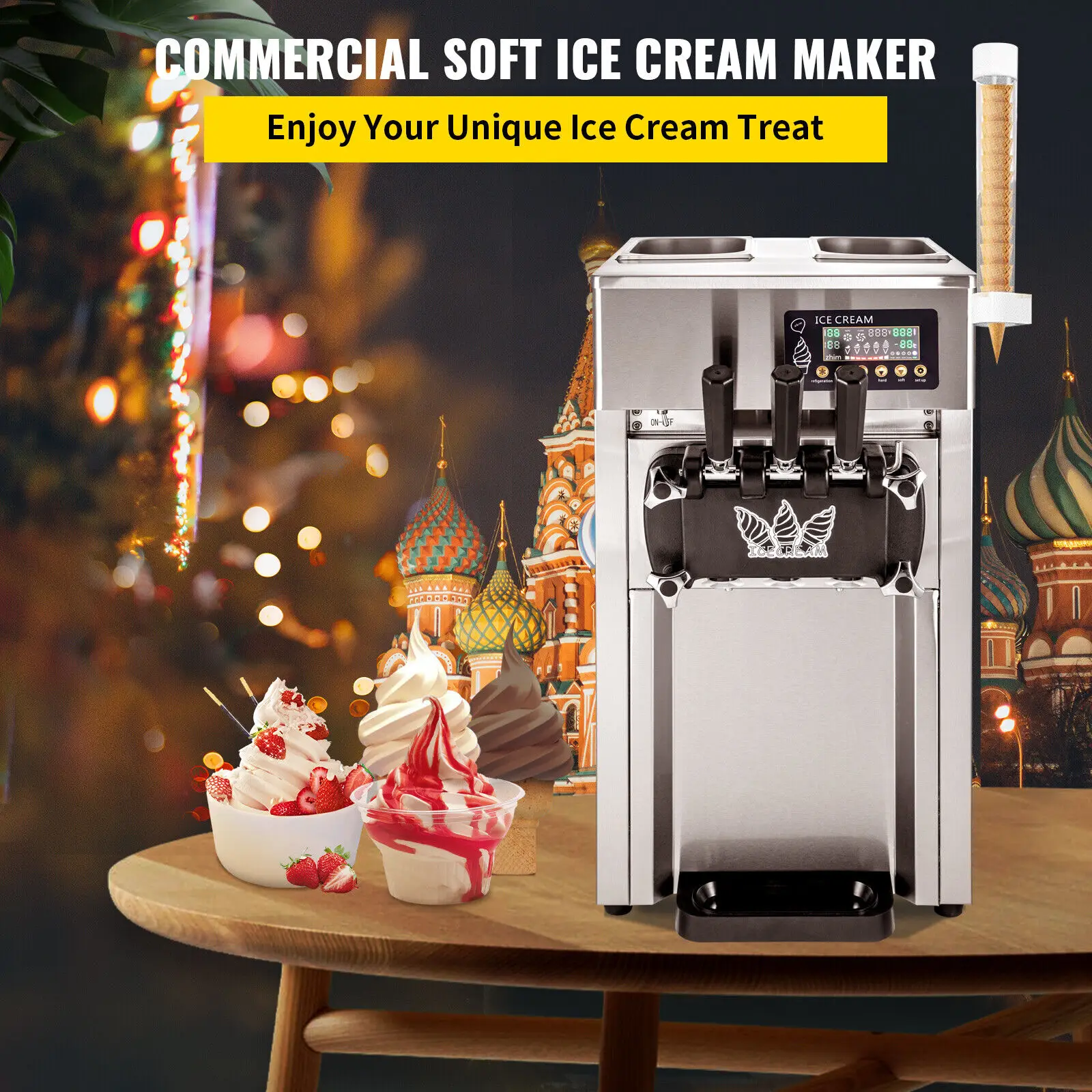 

EU Stock Table Top 3 flavors Mini Soft Ice Cream Machine Price / Small Ice Cream Maker