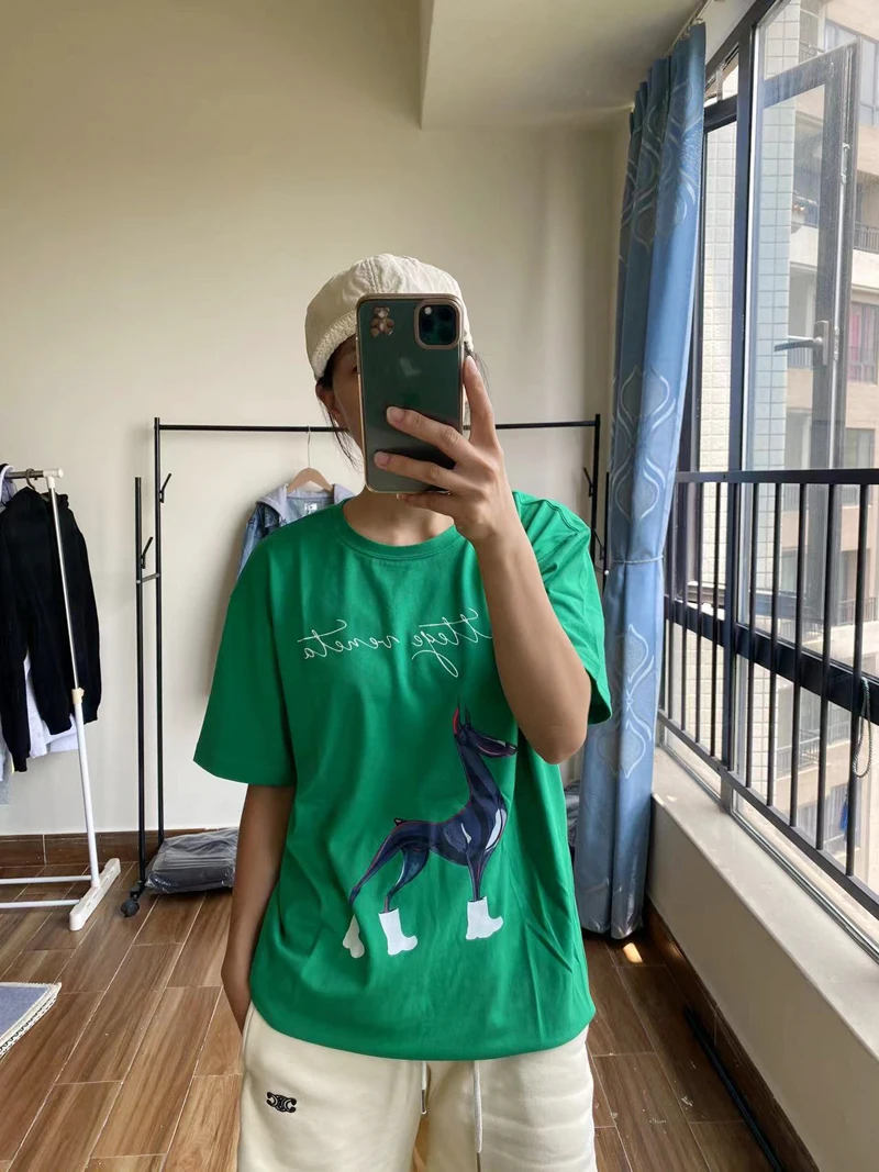 

Летняя Новинка, свободная универсальная мужская и женская футболка с круглым принтом букв, одинаковая хлопковая футболка с коротким рукаво...