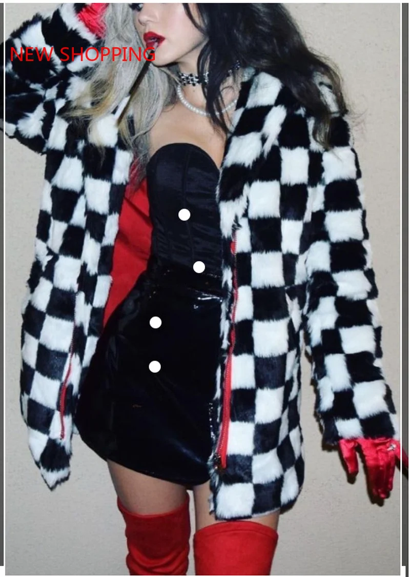 Женская свободная куртка Goth в стиле панк черно-белая клетчатая с длинным рукавом
