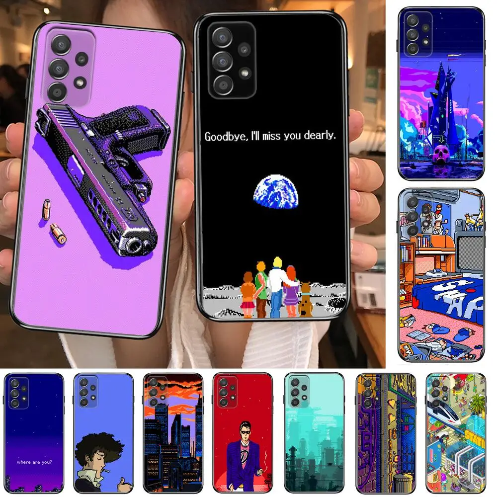 

Pixel Phone Case Hull For Samsung Galaxy A70 A50 A51 A71 A52 A40 A30 A31 A90 A20E 5G a20s Black Shell Art Cell Cove