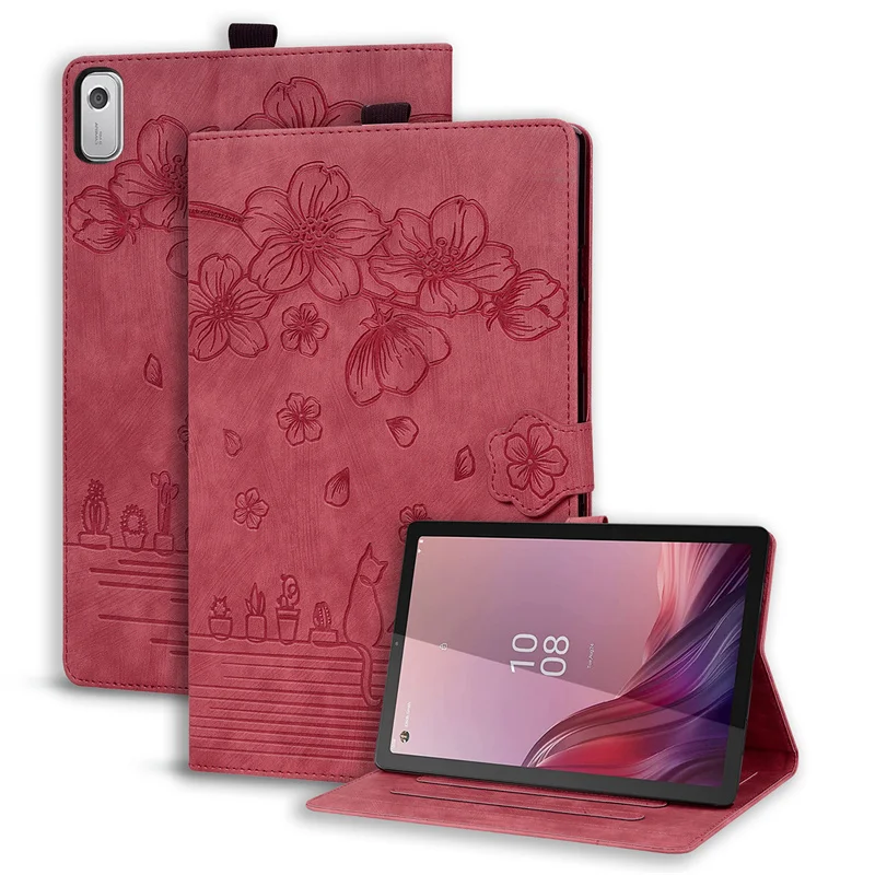 

Sakura Embossed Cover For Lenovo Tab M9 2022 Case TB-310FU TB-310XU 9" Tablet PC Magnetic Funda with Soft TPU Back Shell