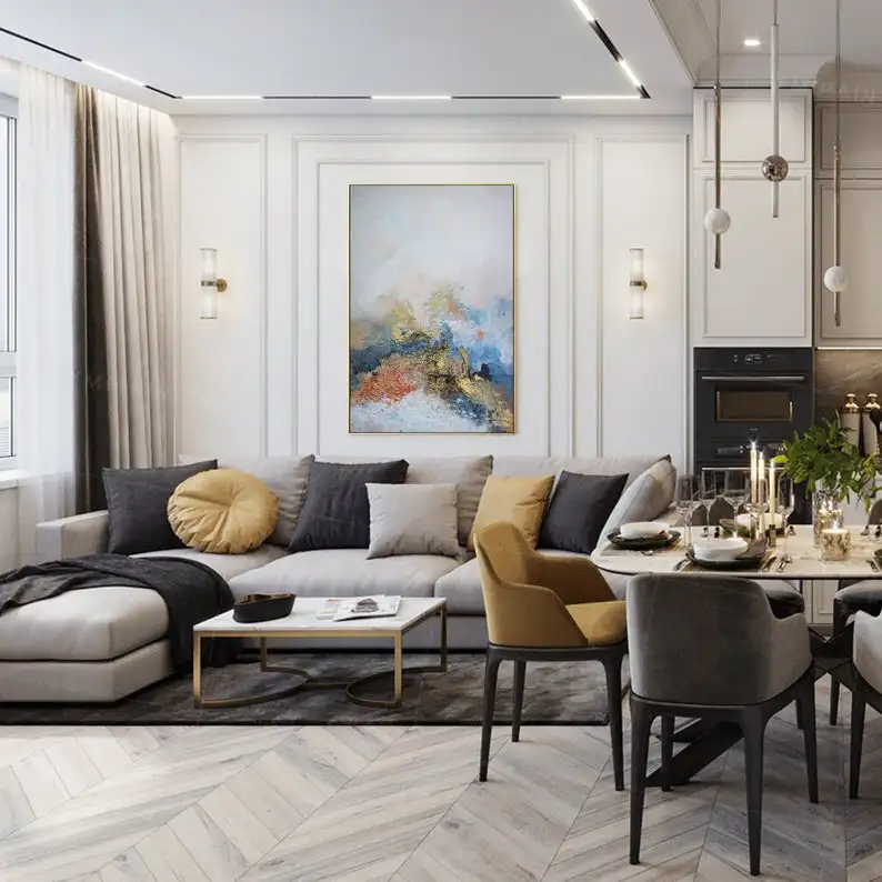 

Water color Framed wall art Abstract painting wave Painting acrylic seascape paintings on canvas blue art wall abstract canvas