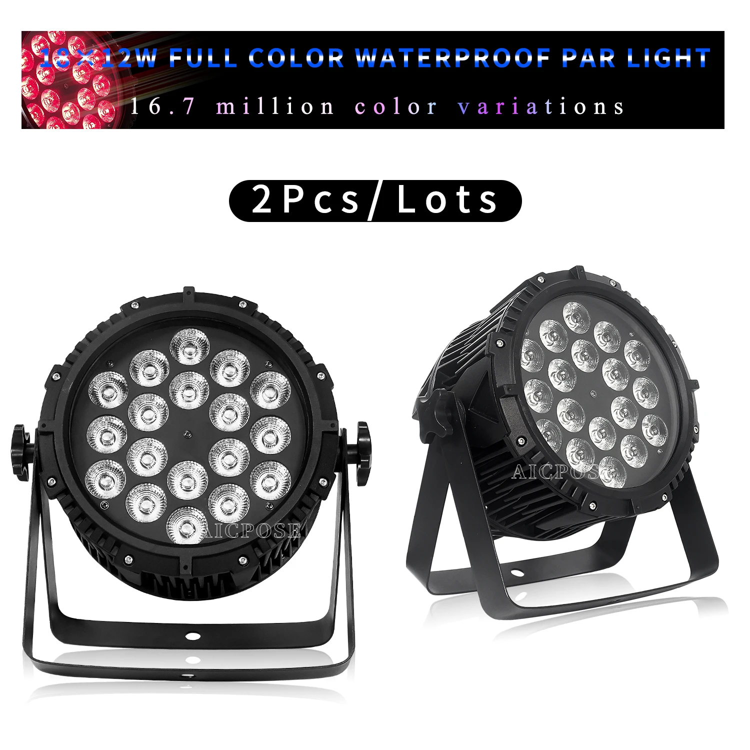 

2Pcs/Lots 18x12W RGBWA UV 6 in 1 waterproof stage par light outdoor performance light effect light cast aluminum par light