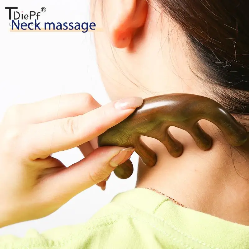 

1PC Head Meridian Massage Comb Five-Tooth Handleless Wooden Point Acupuncture Head Comb Wide-Tooth Sandalwood Comb Massage Head